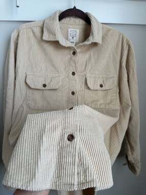 Billabong Cream Corduroy Oversized Shacket Jacket Medium
